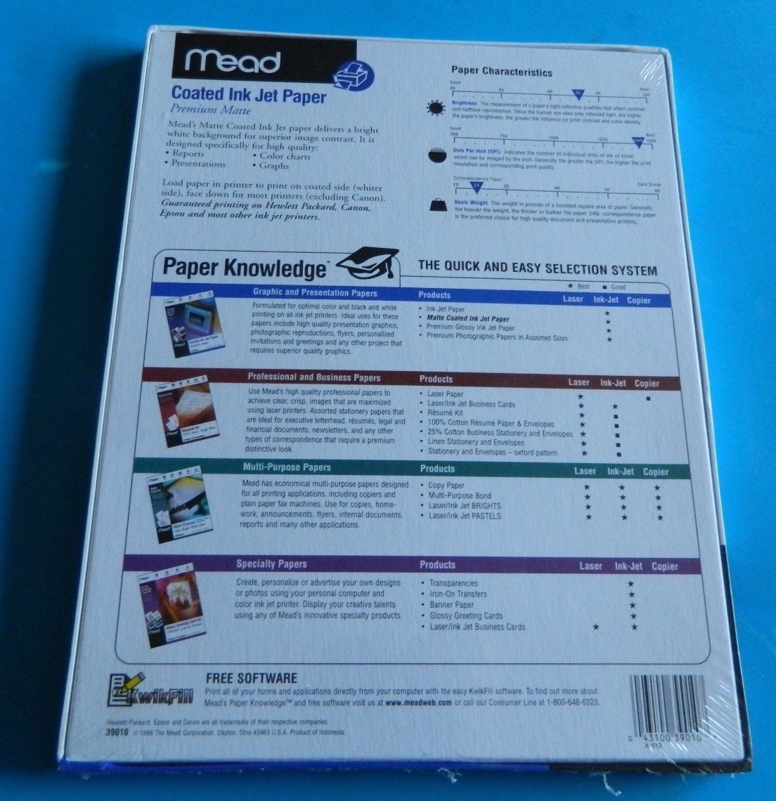 New Mead Coated Ink Jet Paper Premium Matte 75 Continuous Sheets 8.5″ X 11″