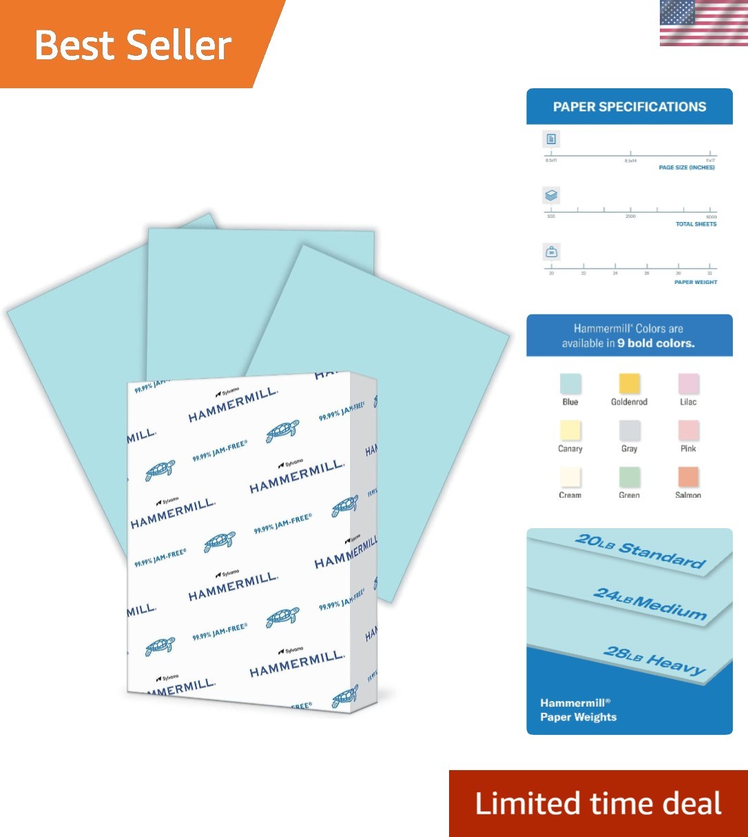 Dependable 20 lb Blue Colored Paper – 500 Sheets, 8.5 x 11 – Sustainable Quality