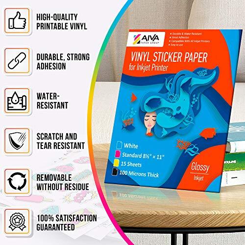 Limia’s Care Printable Vinyl Sticker Paper for Inkjet Printer – Glossy White …