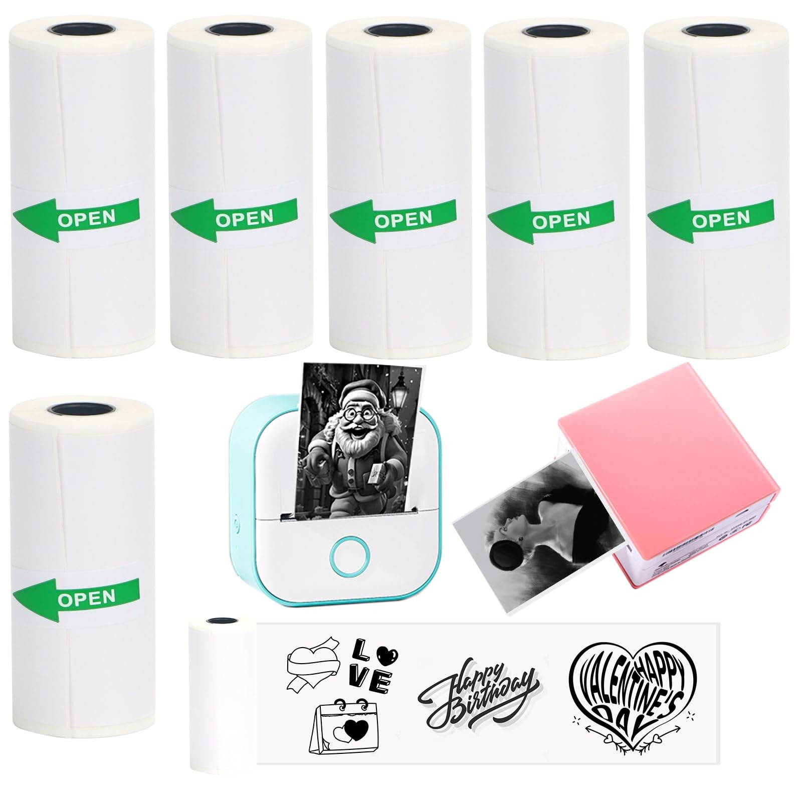 SZMILAIDUO 6 Rolls White Thermal Sticker Paper for Phomemo T02/M02/M02S PRO M…
