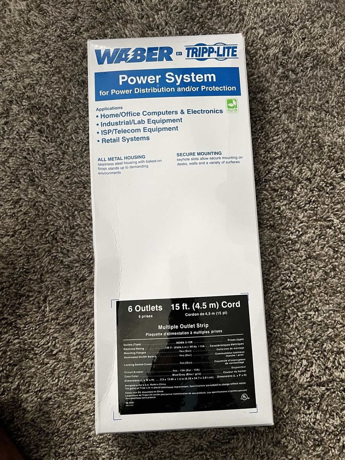 Tripp Lite Series Industrial Power Strip, 6-Outlet, 15 ft Cord