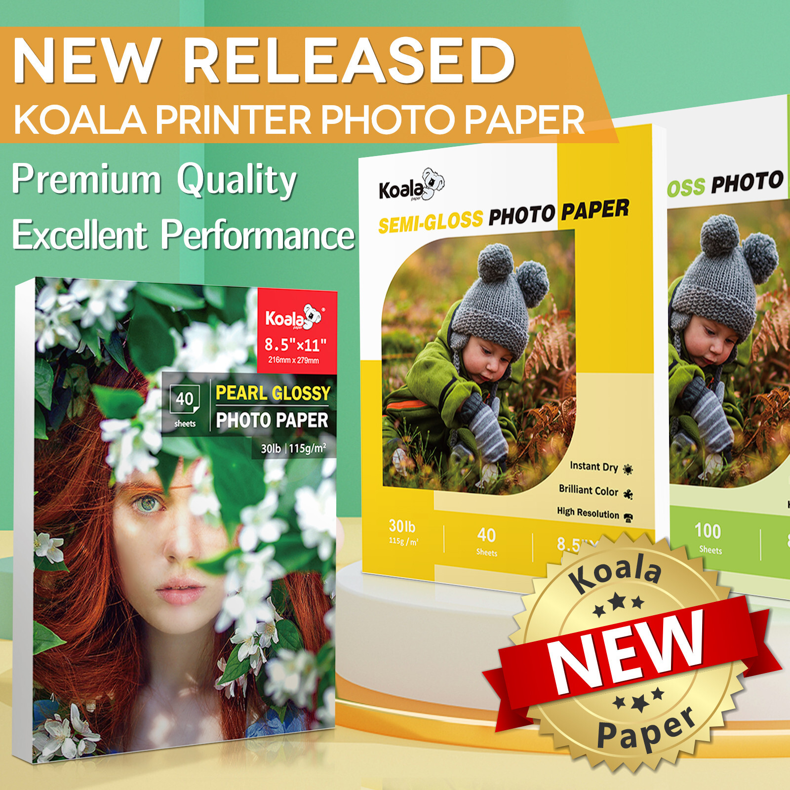 Lot 240 Sheets Koala Pearl Photo Paper 8.5×11 Glossy 30lb Inkjet + Laser Printer