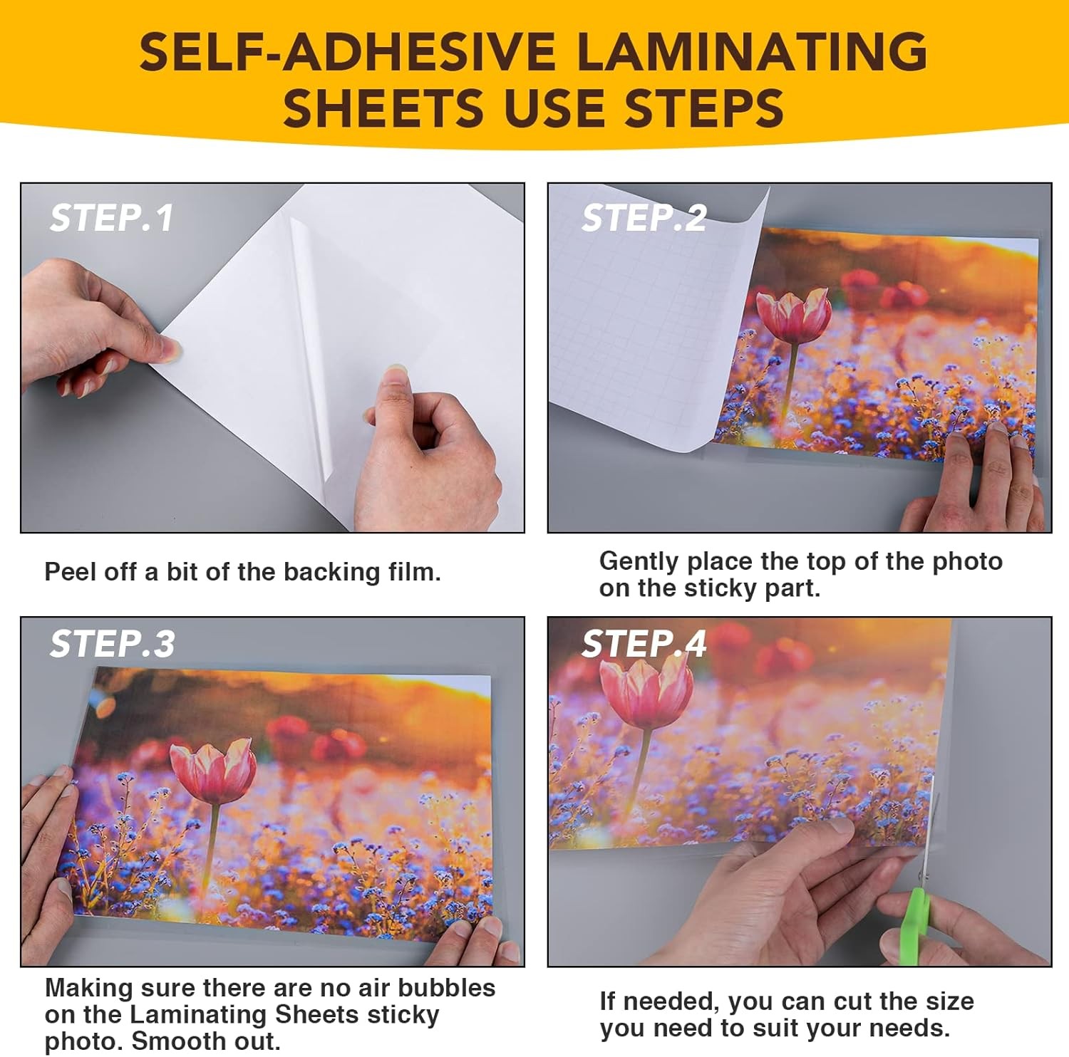 60 PCS Self-Adhesive Laminating Sheets, 9 x 12 Inches Self Adhesive Contact