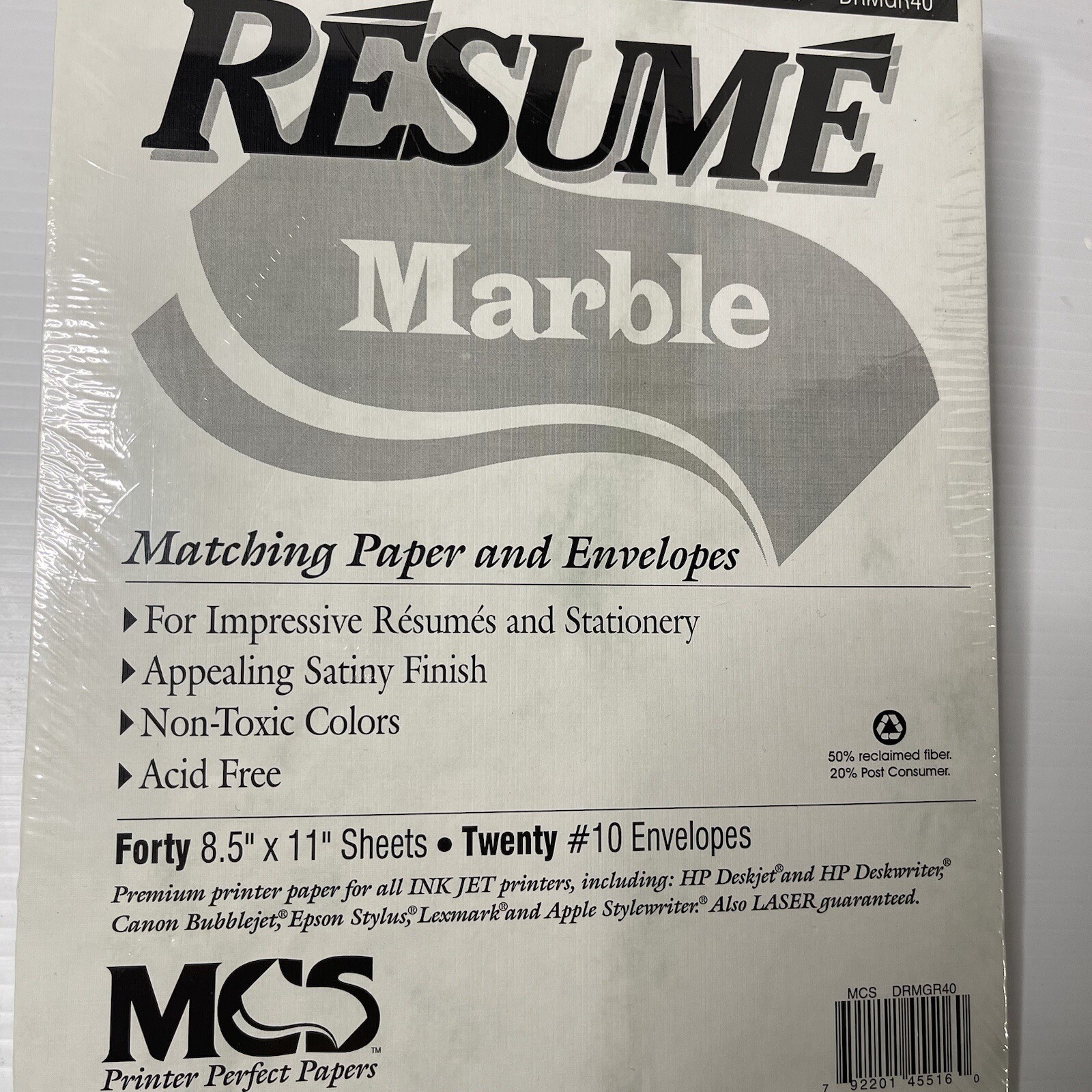 MSC Marble Green Paper 8 1/2 x 11 Laser and Ink Jet Resume 40/12 Paper/Env