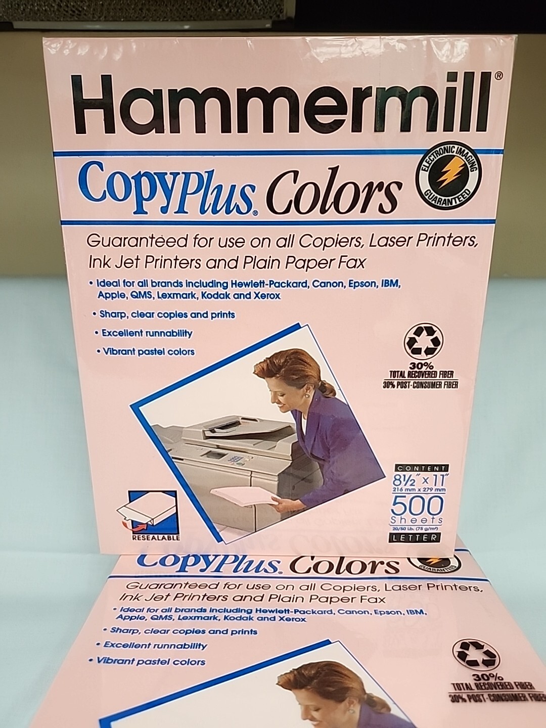 Hammermill CopyPlus Recycled Color Paper 20lb 8-1/2 x 11 PINK 500 Sheets- 2 PKGS