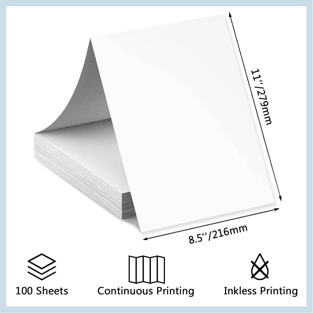 100 Sheets Thermal Printer Paper 8.5 X 11 Inch US Letter Size Thermal Paper