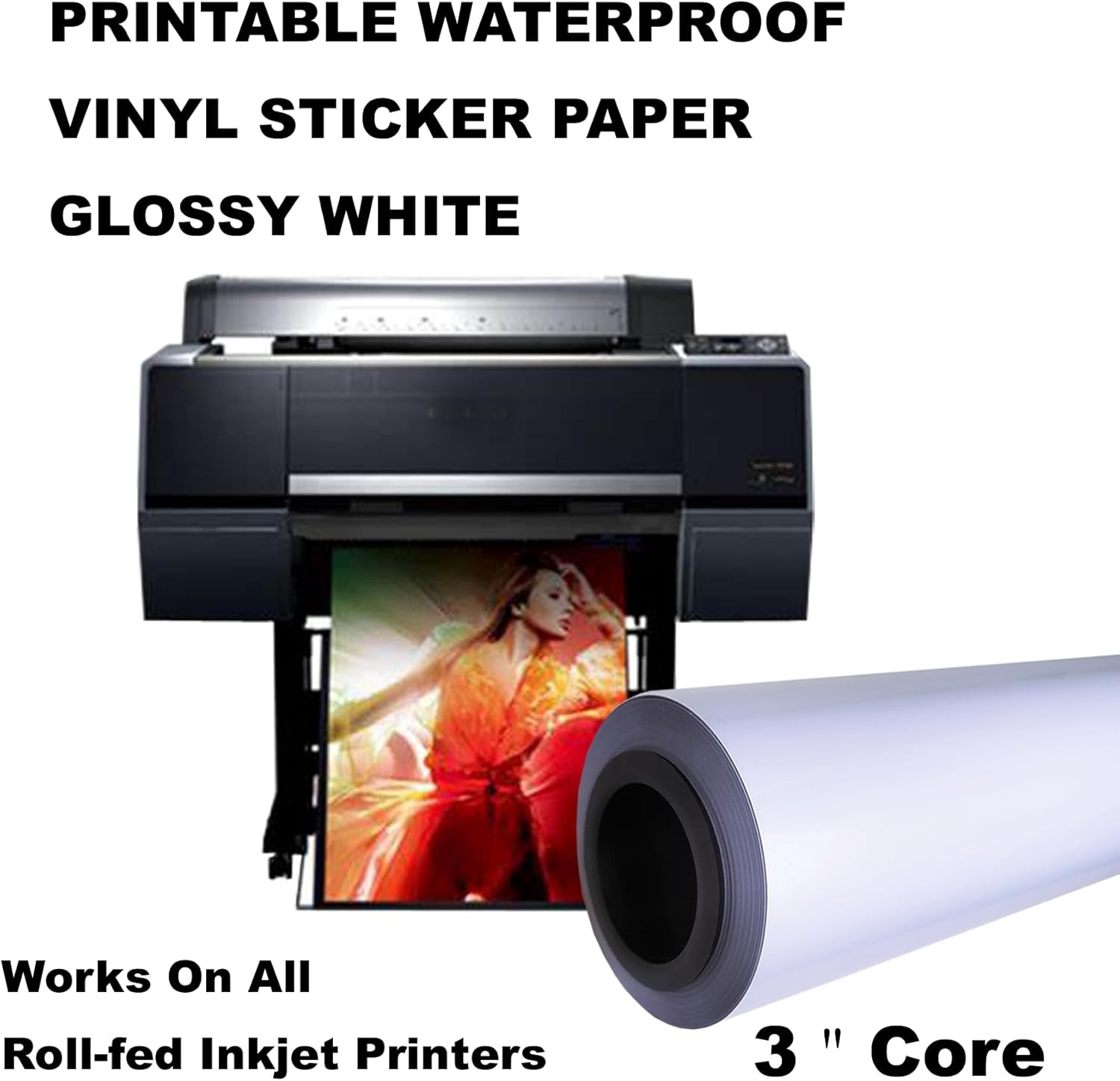 Bleidruck Glossy White 24inx1200in Printable Vinyl Sticker Paper Waterproof