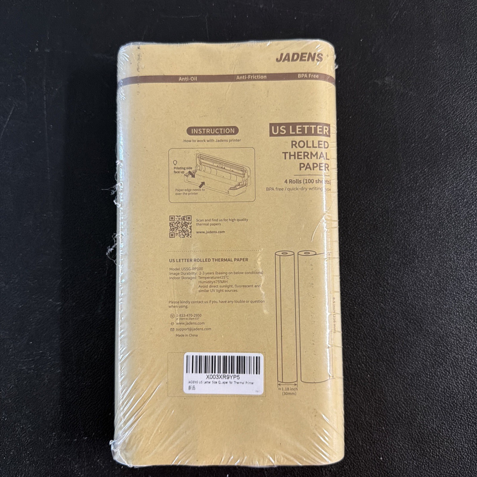JADENS US Letter Size Quick-Dry Thermal Printer Paper 4 Rolls, Quick-dry