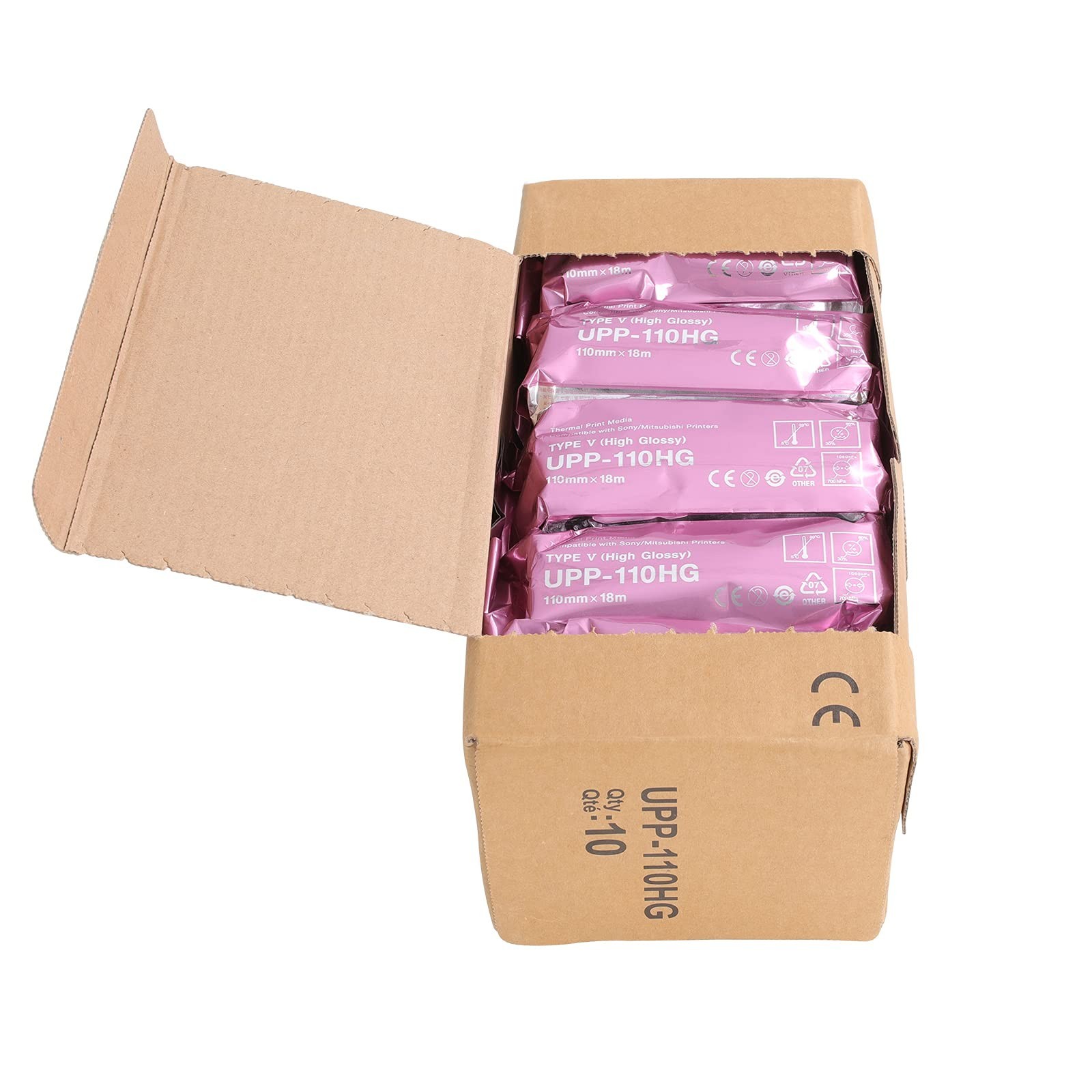 High Gloss Ultrasound Paper Film 10 Rolls, 110mm x 18m, Compatible Replacement