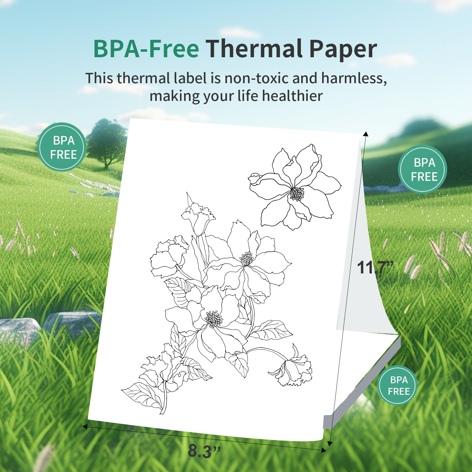 A4 Thermal Paper 200 Sheet Fanfold Printing Paper for Thermal Printer C6W5