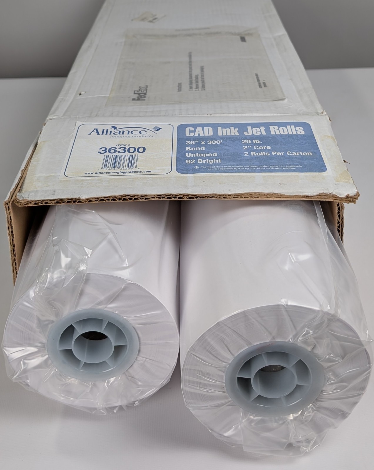 Alliance 36300 36″ x 300′-2 Per Box-20lb, 2″ Core, Bonded, 92 Bright