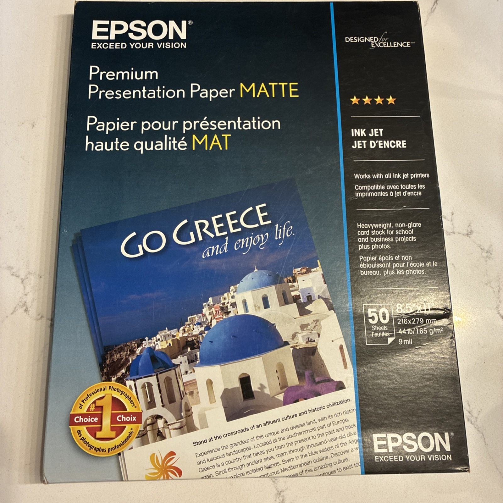 EPSON Premium Presentation Matte Paper Heavyweight Non-Glare Sealed. 50 Sheets