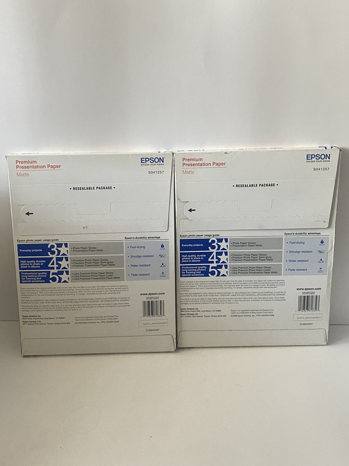 2 Pack Epson Premium Presentation Paper Matte 8.5″x11″ Ink Jet Printers