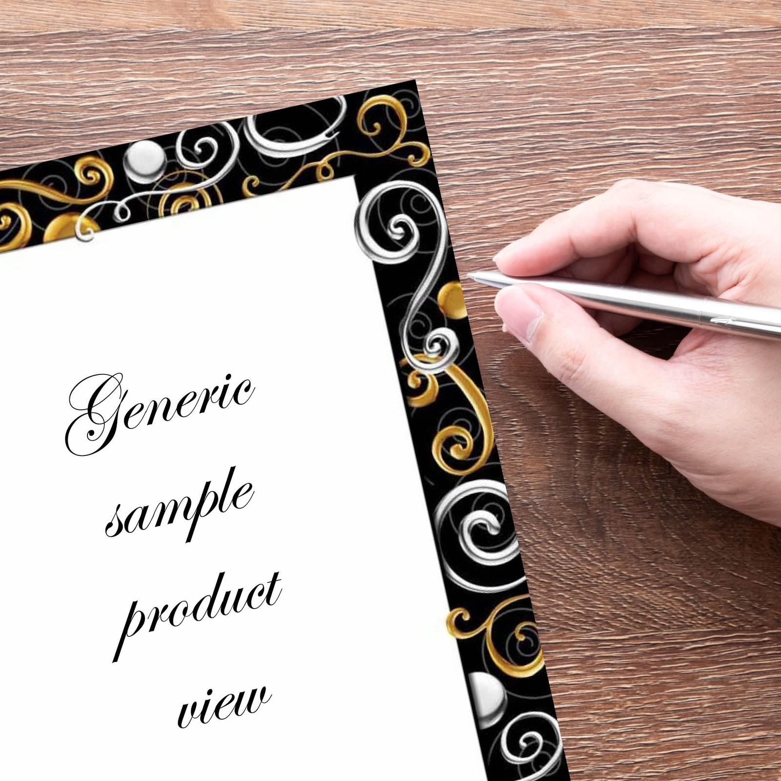 Gold Silver Swirls Letterhead Laser Inkjet Printer Paper 100 PCS