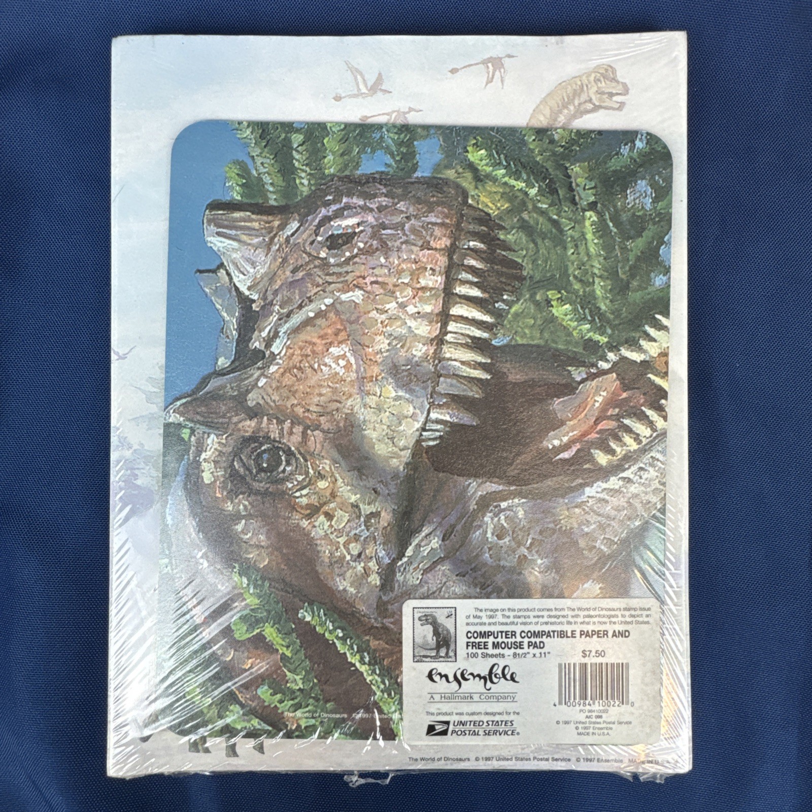 VTG 1997 Dinosaur Printer Paper 100-Pk + MOUSE PAD Sealed USPS Brontosaurus USA