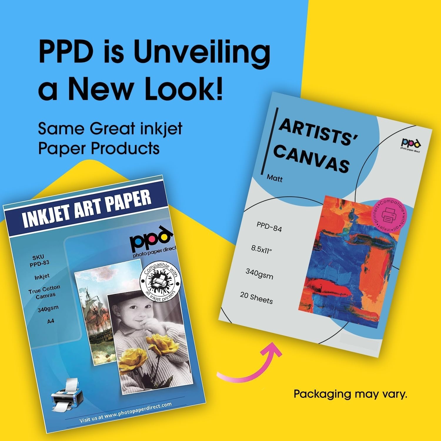 PPD Printable Fabric Sheets, Canvas Paper for Inkjet Printer, 100% Real Cotton,
