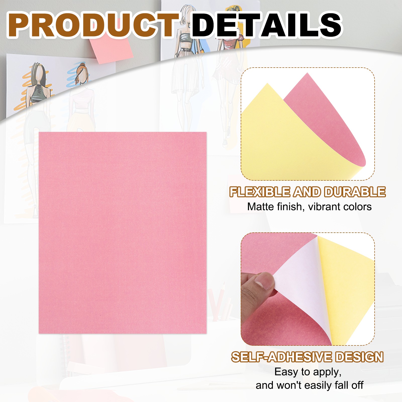 15 Sheets Printable Vinyl Sticker Paper for Inkjet Printer, Light Pink