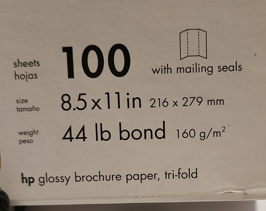 New HP Trifold Glossy Brochure Paper C7020A Inkjet Mailing Seals Lot Of 2