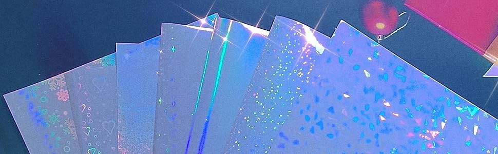 25 Sheets Sand Stars Holographic Sticker Paper A4 Size Glitter Clear Holographic