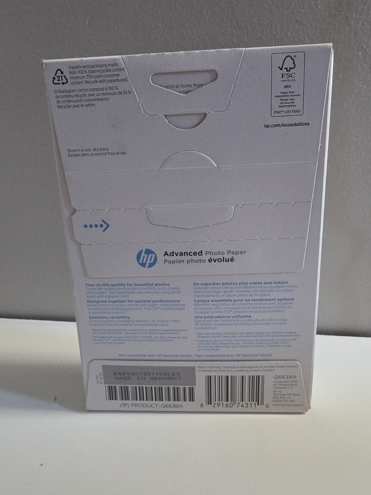 Hewlett Packard Q6638A 4 x 6 inch Glossy Printer Paper – 100 Sheets