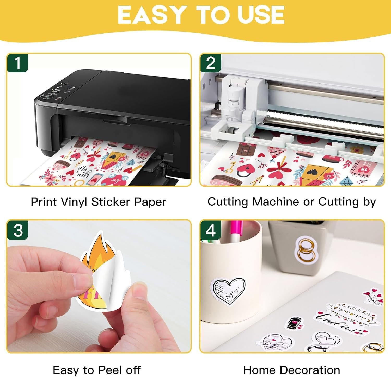 Printable Vinyl Sticker Paper for Inkjet Printer – 35 Sheets Glossy White – 8…