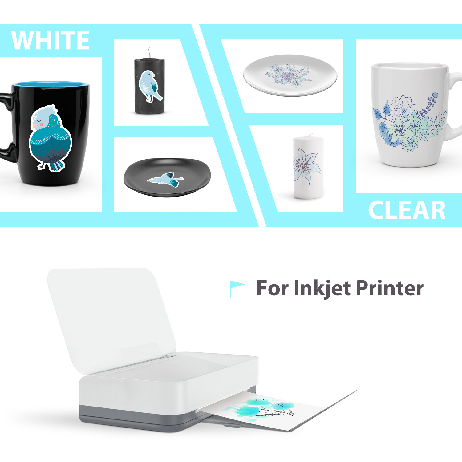 Bundle Koala Inkjet Waterslide Decal Paper CLEAR + WHITE 10 Sheet Water Transfer