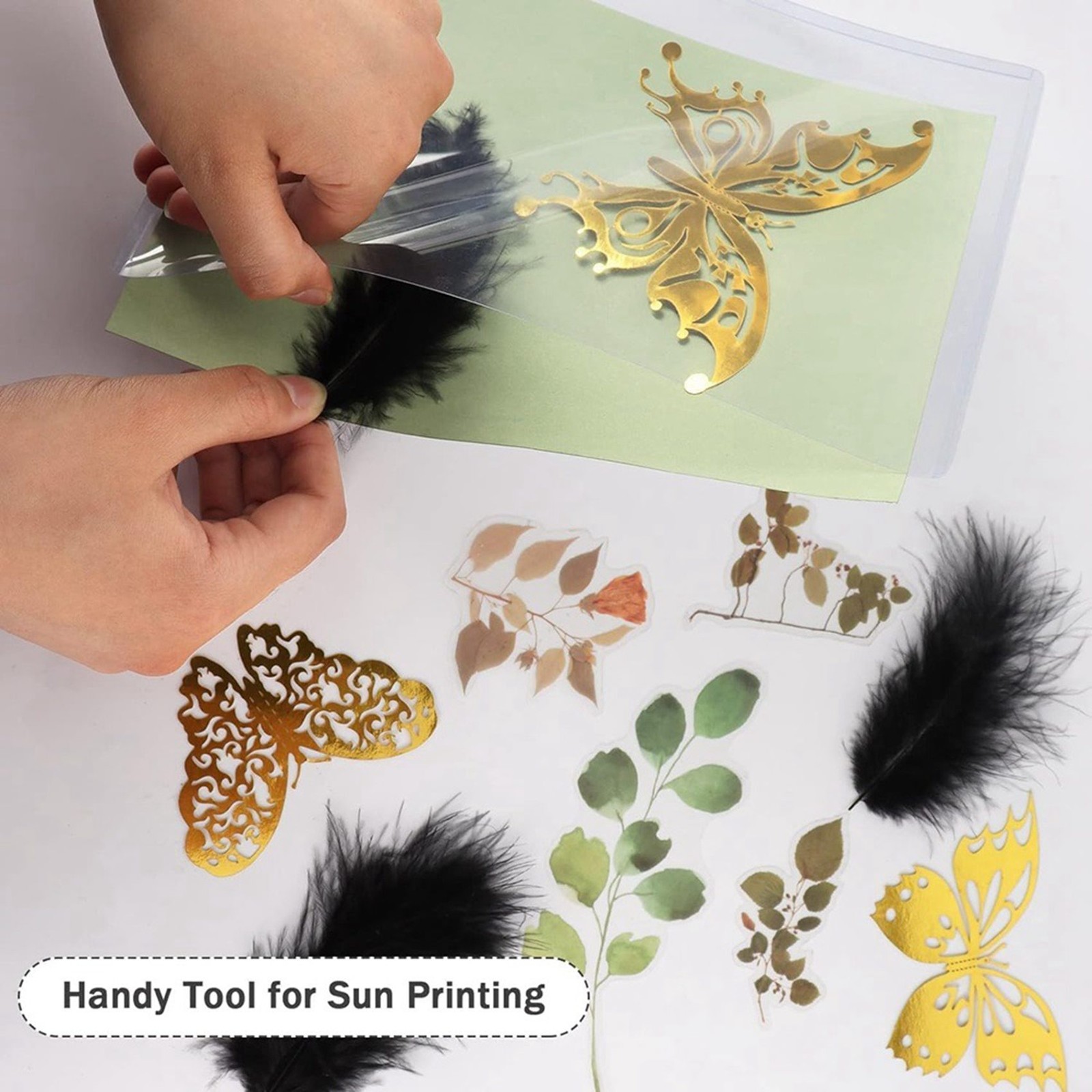 60 Sheets Sun Print Cyanotype Kit, A6 Sun Art with 1 Plastic Tool for5887