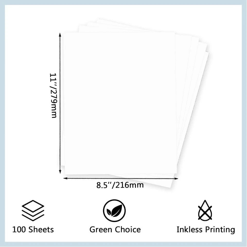 100 Sheets Thermal Printer Paper 8.5 X 11 Inch US Letter Size Thermal Paper