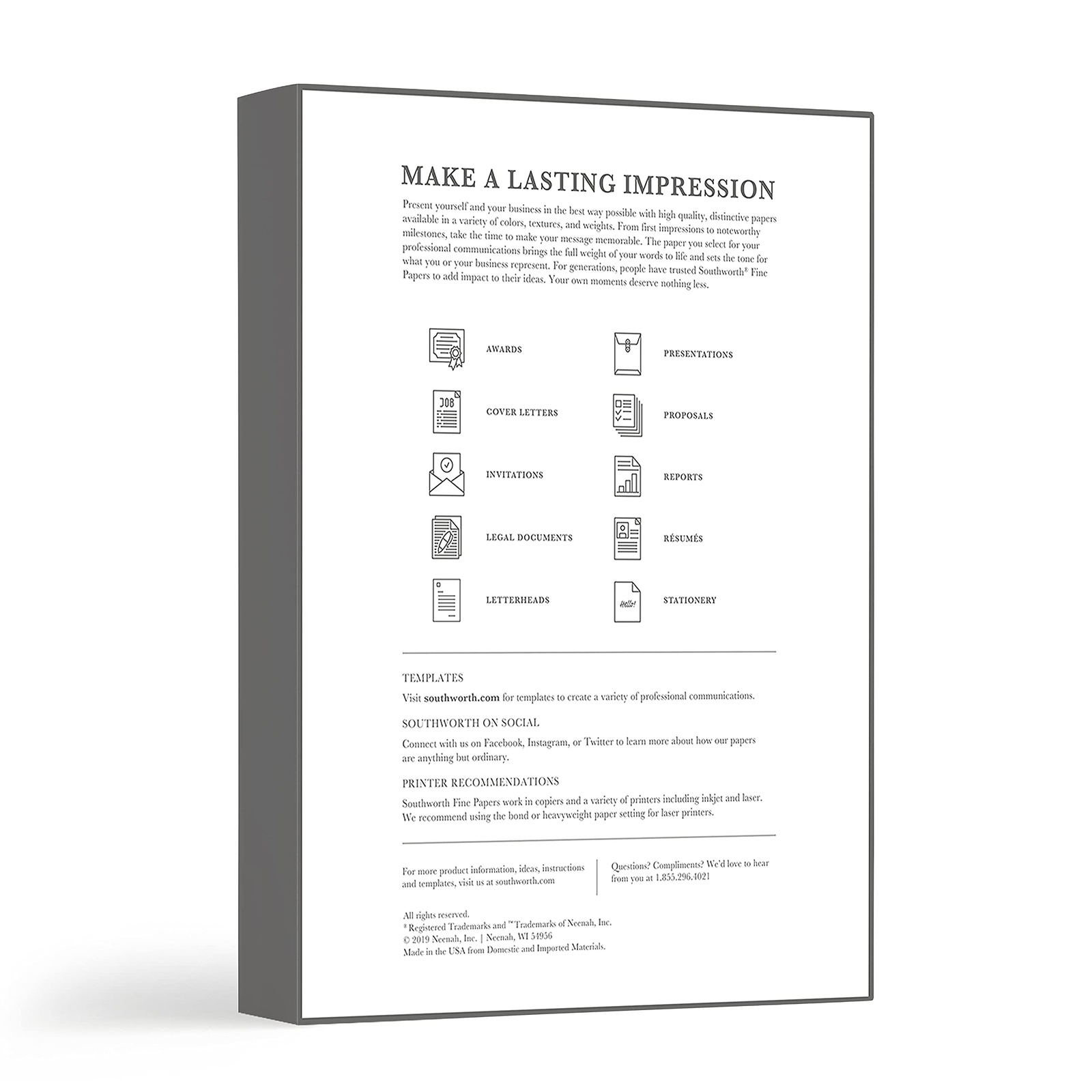 Parchment Cardstock 8.5” x 11” 65 lb/176 gsm Ivory 100 Sheets – Packaging May…