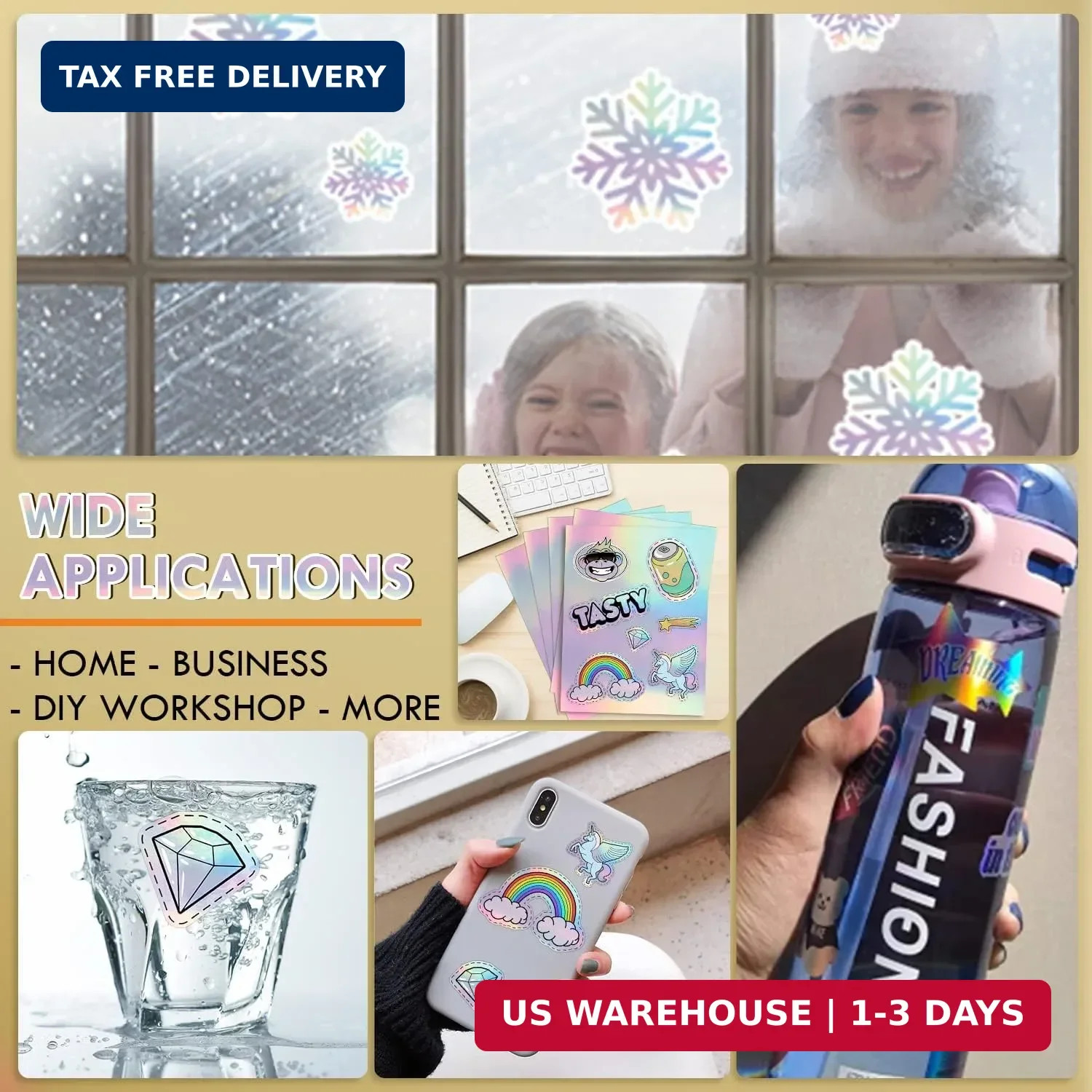Koala Holographic Sticker Paper for Inkjet Printer – 20 Sheets 8.5×11 Inch, Rain
