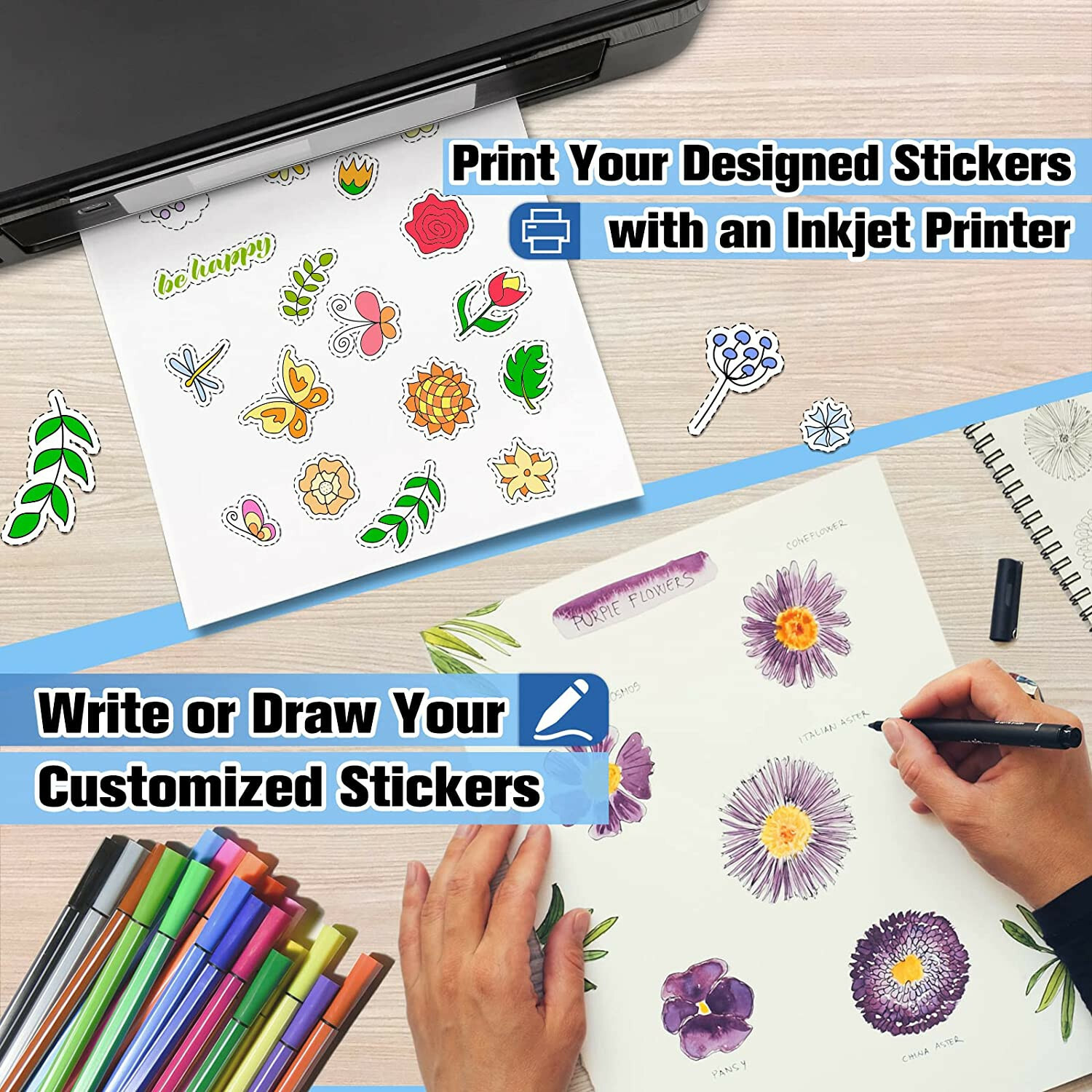 300 Sheets Koala Sticker Paper 8.5×11 Matt White Full Sheet Label Inkjet / Laser