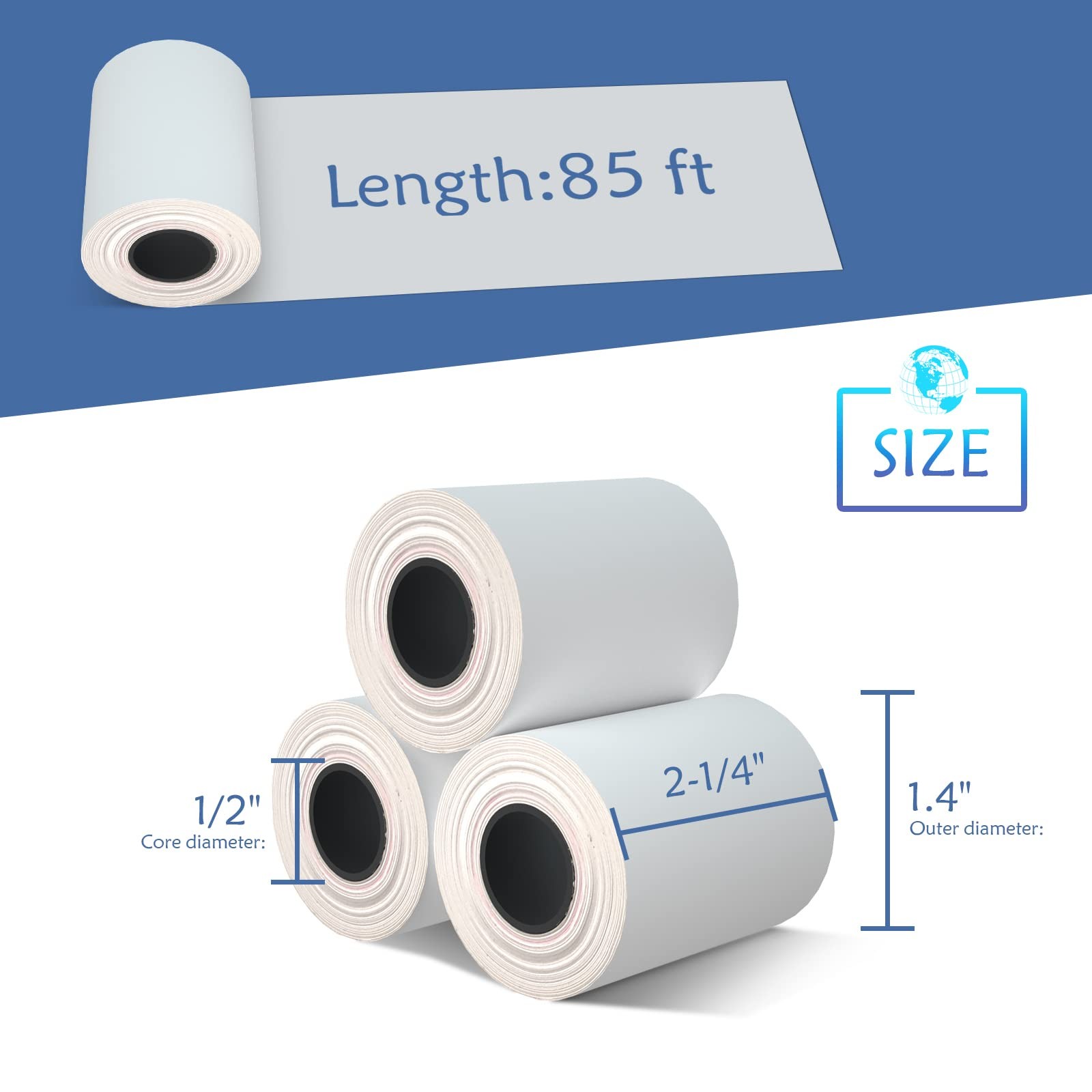 BESTEASY 2-1/4″ x 85′ POS Cash Register Roll Thermal x 85′, White