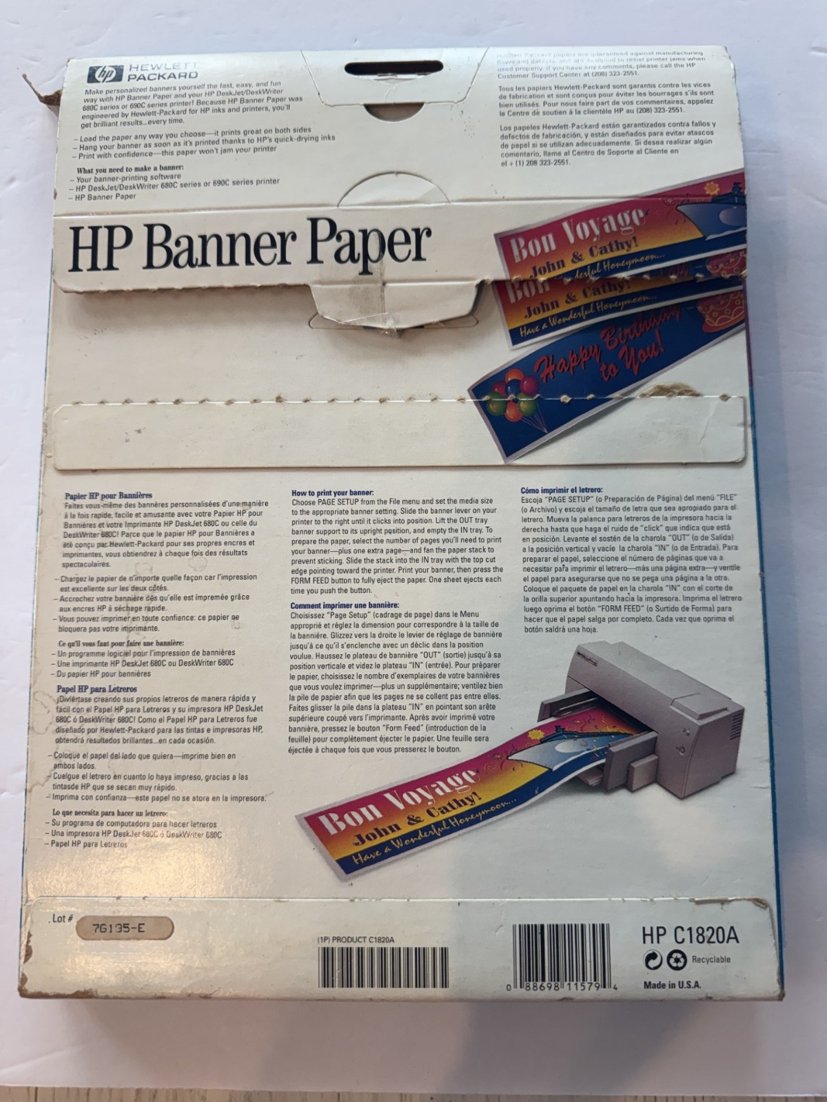HP make your own Party Banner Paper C1820A for inkjet printer