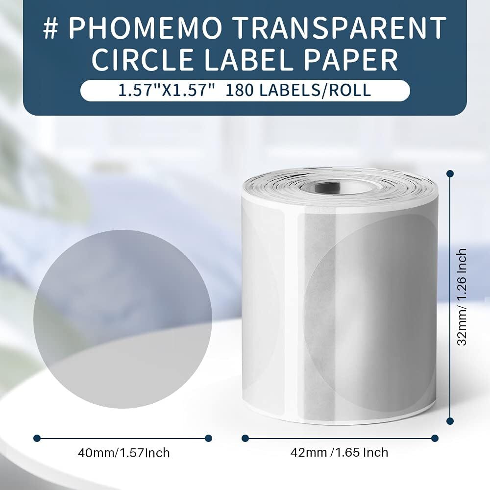 Phomemo Round Clear Thermal Label Paper 40x40mm for M110/M110S/M120/M200/M220