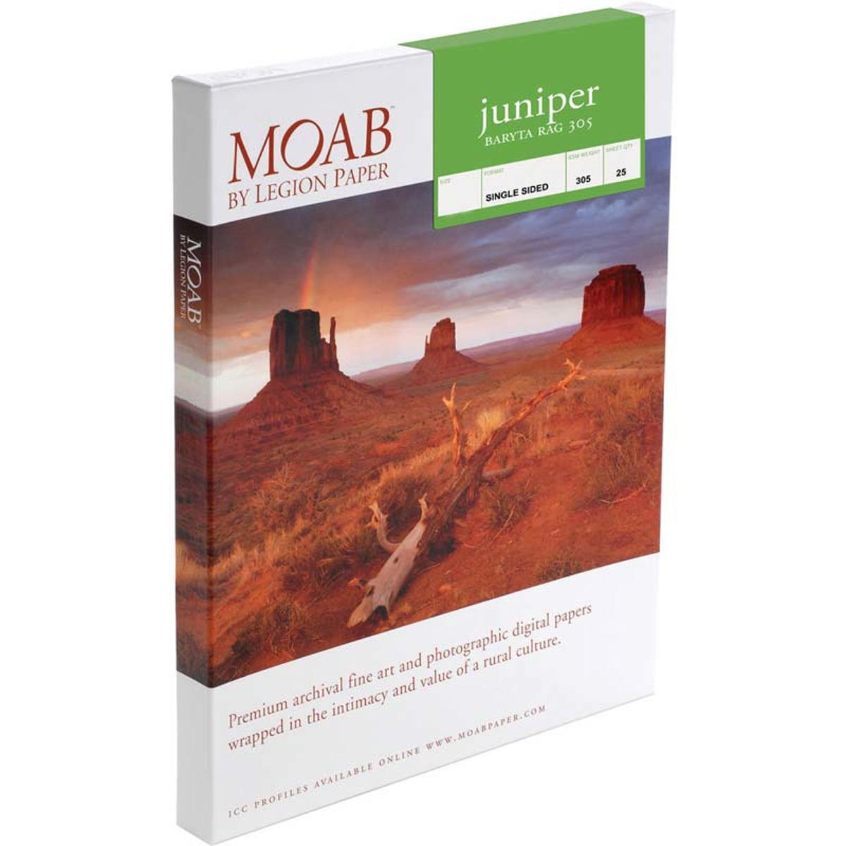 Moab Juniper Baryta Rag Glossy A3+ Fine Art Inkjet Print Paper, 13×19″, 305gsm,