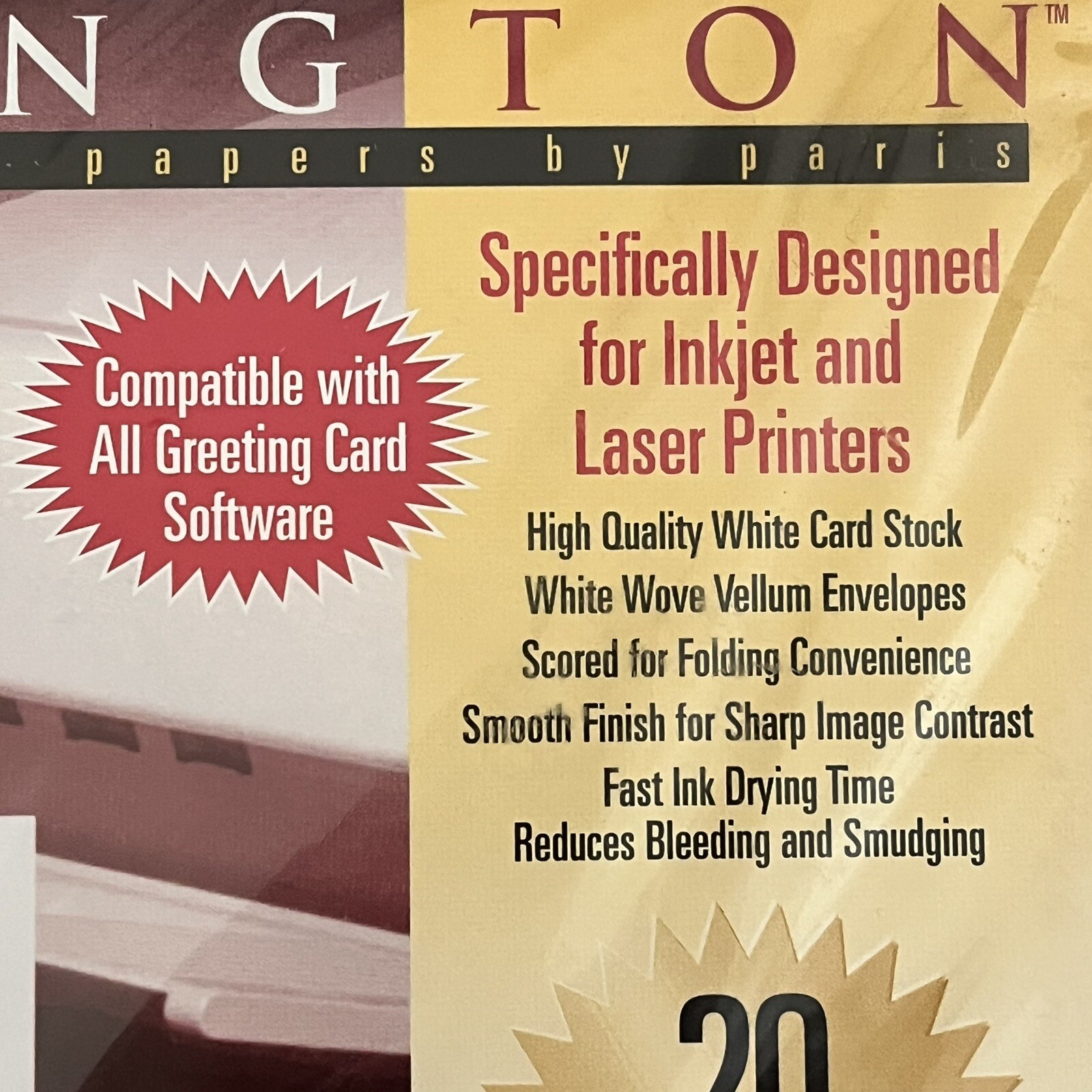 BURLINGTON Ink Jet/Laser 20 Greeting Cards Half Fold 5 1/2″ x 8 1/2″ NEW white
