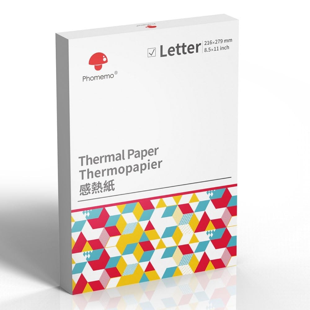 8.5×11 Thermal Printer Paper – 200 Sheets, Inkless, Compatible with M08F & More