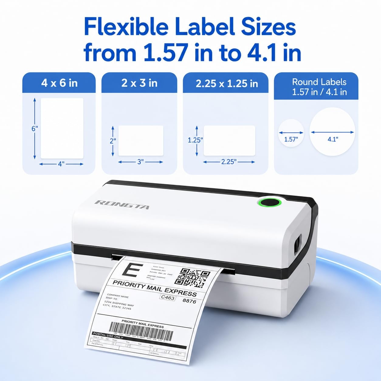 Rongta Bluetooth Thermal Shipping Label Printer, Wireless 4×6 Small, Black