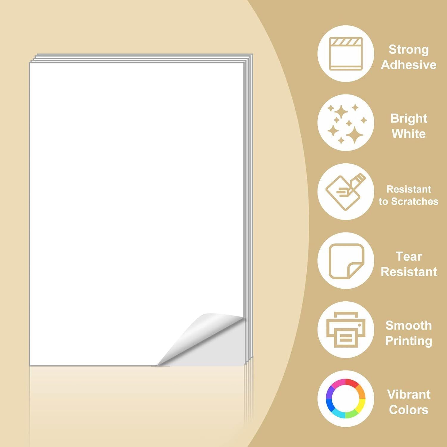 100PCS Sticker Paper Glossy Matte Clear Waterproof Printable Inkjet Laser
