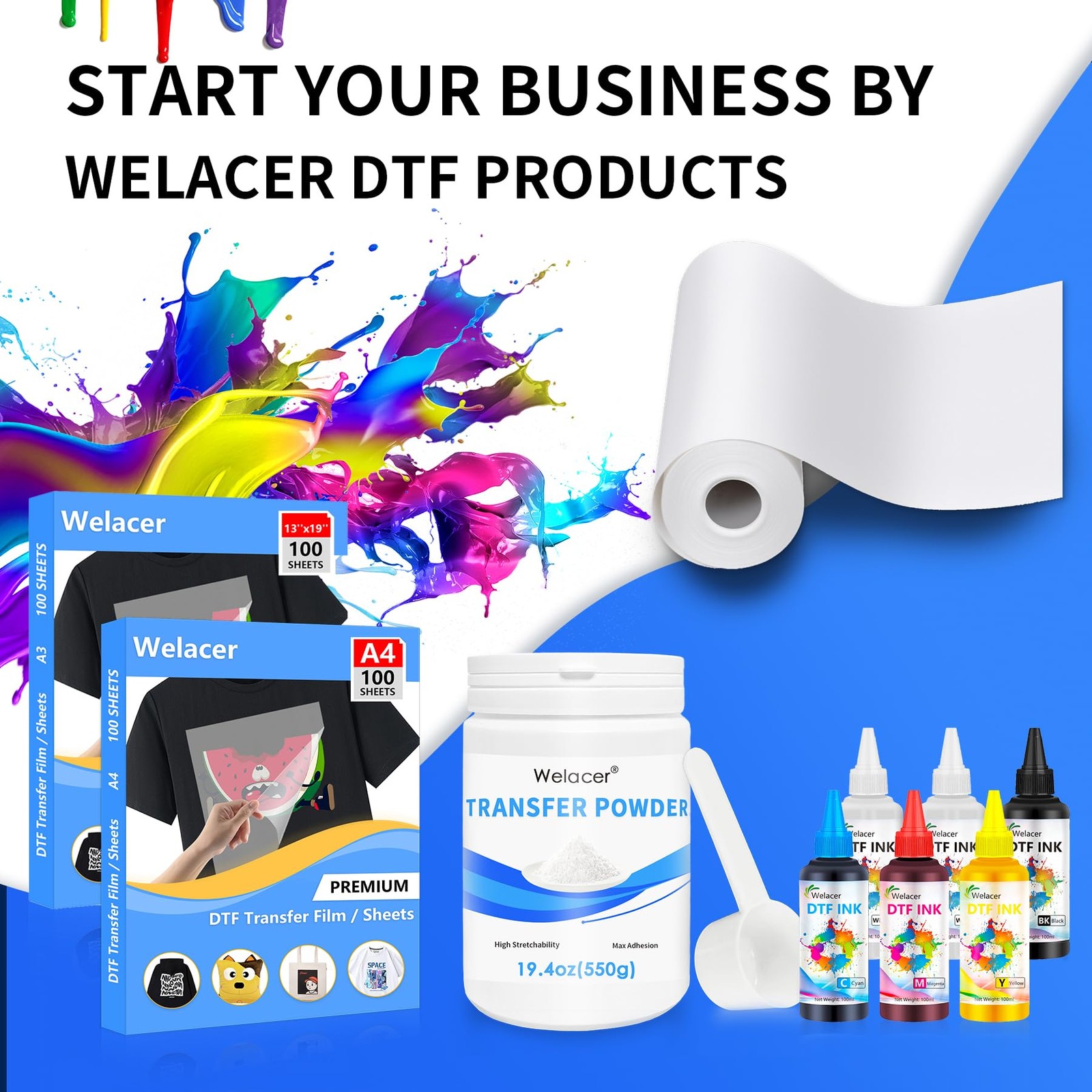 25 Sheets DTF Transfer Film Paper A4 Double Sided Thick Clear PET Sheets