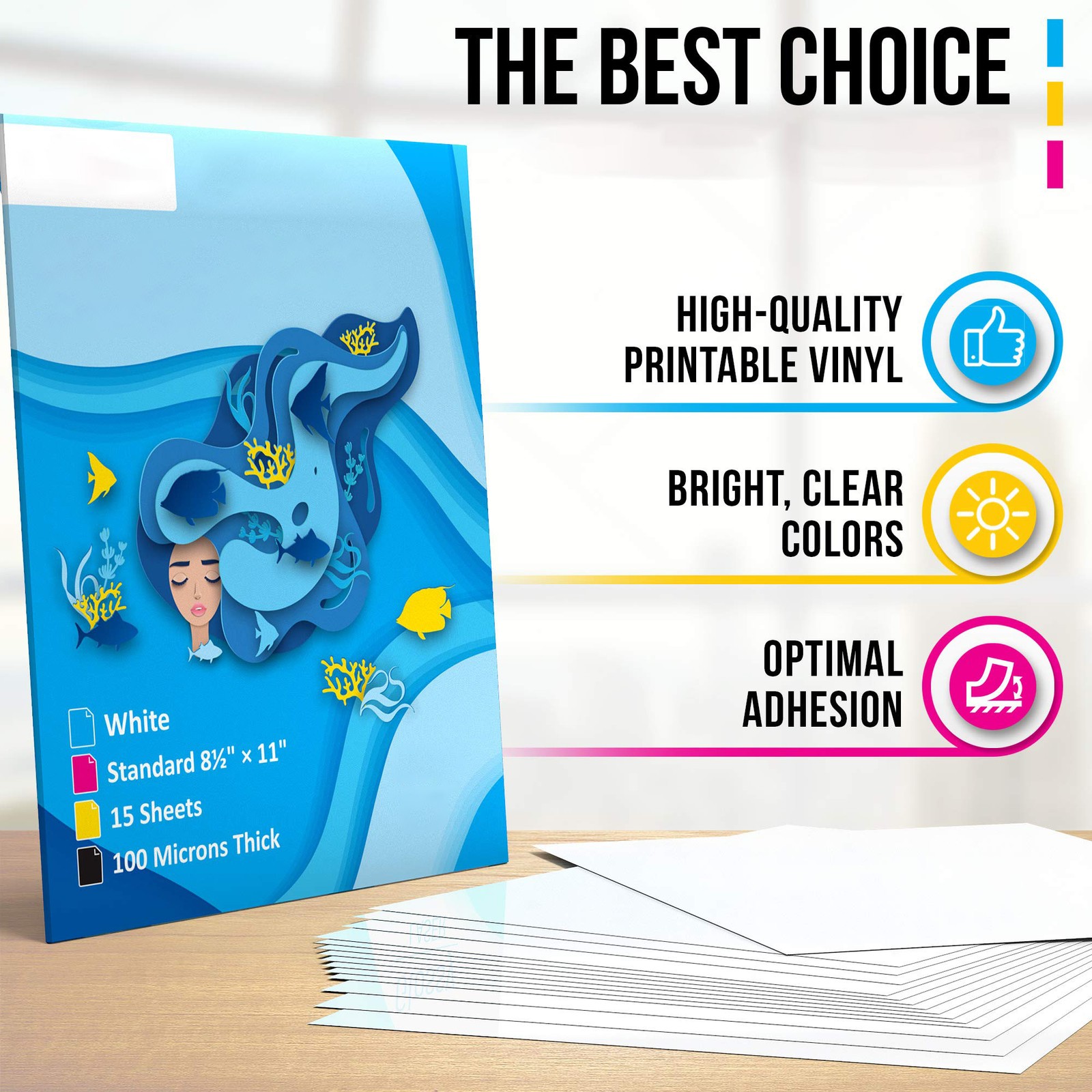 Self Adhesive Sticker Paper, Vinyl, Laser Printer, 15 Sheets