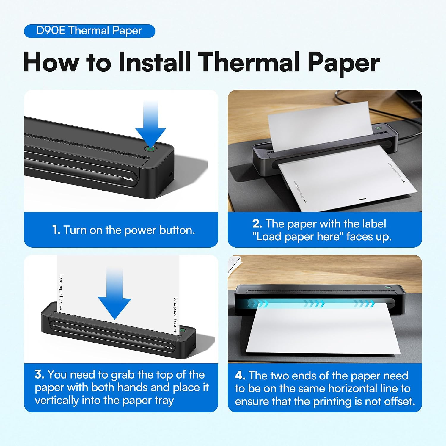 D90E Thermal Printer Paper 8.5 X 11 Inch US Letter Size, Advanced Thermal Printi