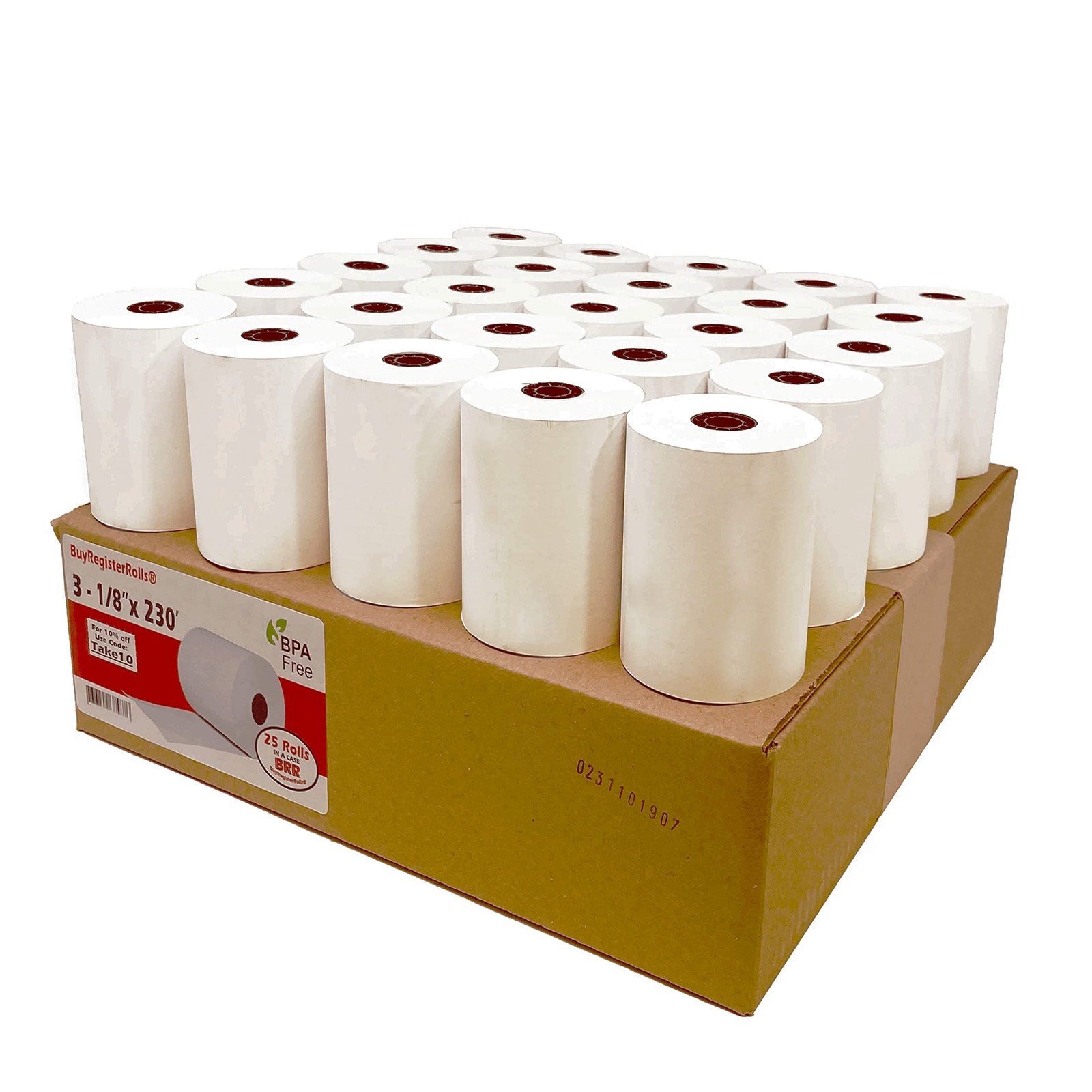 (25 Rolls) 3 1/8 x 230 Thermal Paper (80mm x 70m) 48 GSM 25 ROLLS, white