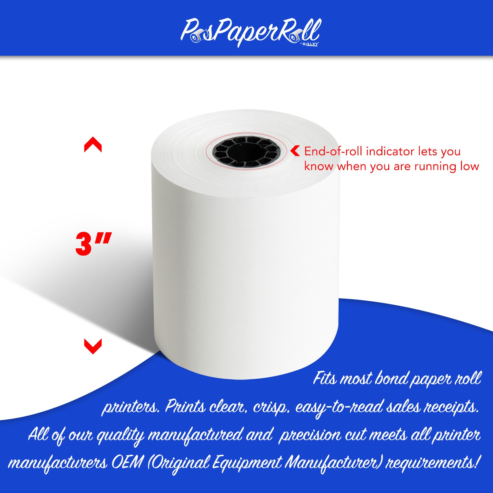 1-PLY BOND PAPER 3″ WIDTH 3 INCH LENGTH 165′ 165FT 50 ROLLS CASH REGISTER POS