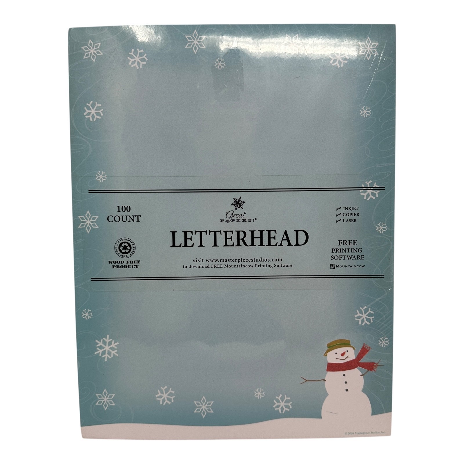 Great Papers Letterhead Snowflakes Snowman 100 Count Inkjet Copier Printer Paper
