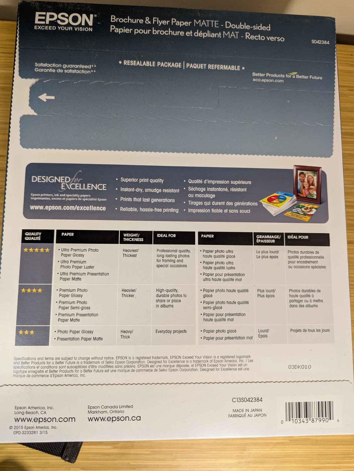 K 4 PACK EPSON Brochure and Flyer Paper Matte 8.5″ X 11″ 150 Sheets New