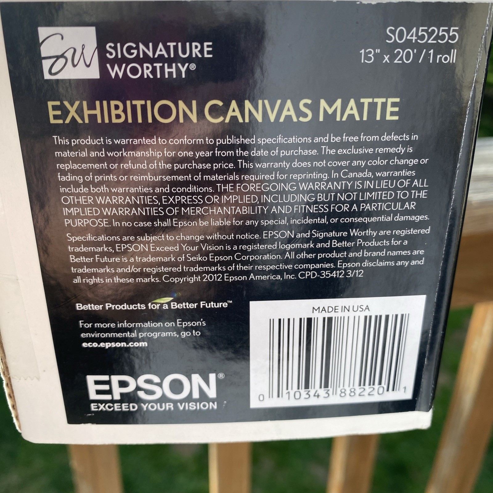 Epson Exhibition Canvas Matte | 13″ x 20′ – Roll S045255 Signature Partial Roll