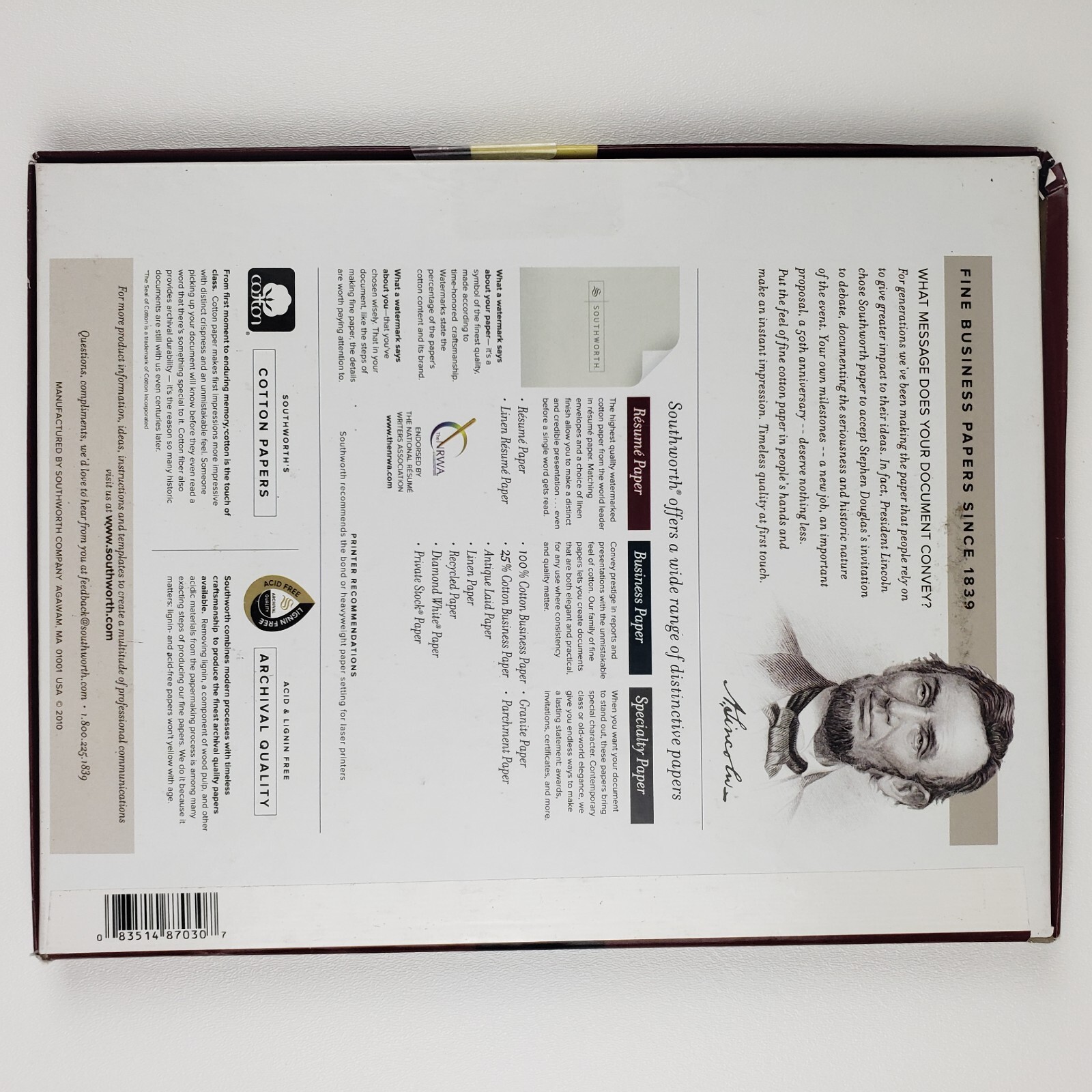 Southworth Résumé Paper Ivory Copy & Multipurpose 8.5″ X 11″ 24 Lb #R14ICF