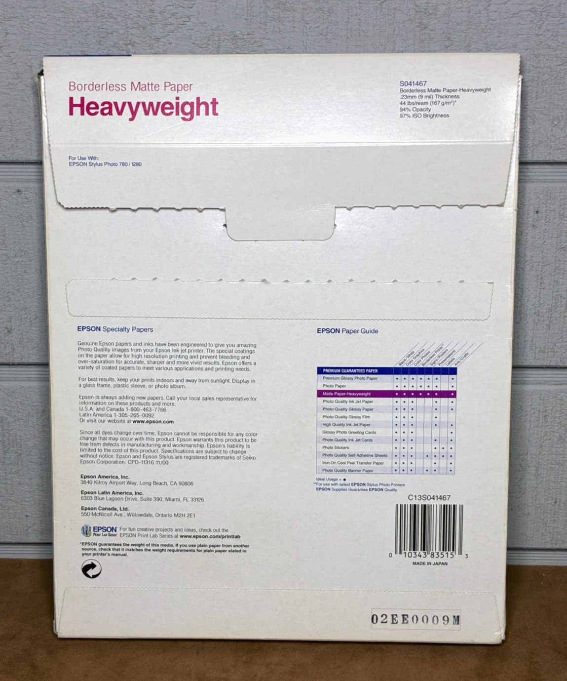 EPSON Heavyweight Borderless Matte Photo Paper ~ 8″x10″ ~ 50 Sheets ~ Open Pack