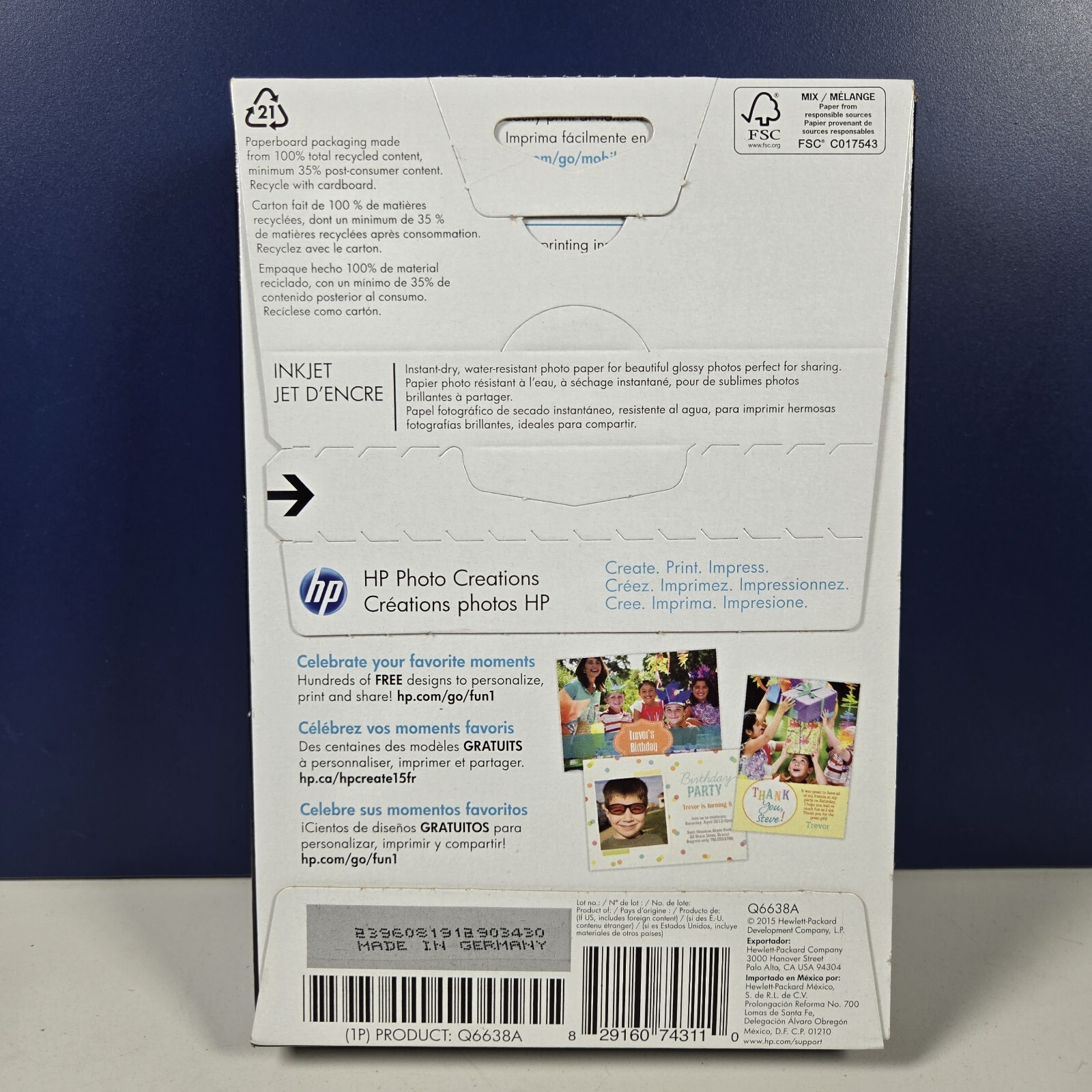HP Advanced 100 Sheets 4”x6” Glossy Photo Paper Q6638A For All Inkjet Sealed NIB